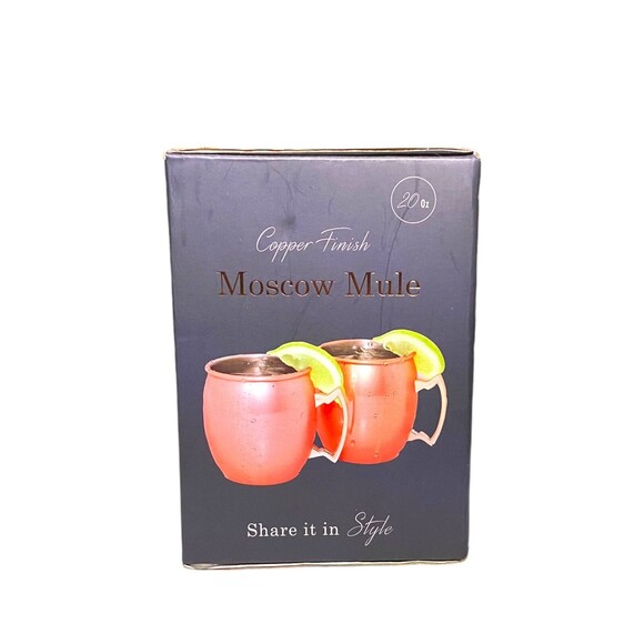 Moscow Mule Mugs Copper Finish 2 Pack Silver One International New in Box - Picture 5 of 7